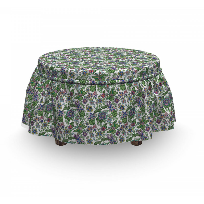 East Urban Home Ambesonne Flower Ottoman Cover, Ornate Colourful Flora